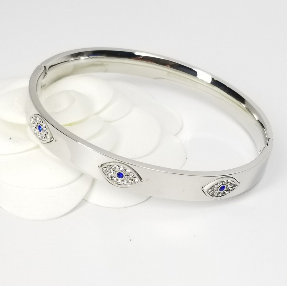 NWT Trendy Evil Eye Stainless Steel Cuff Bracelet - Picture 3 of 11